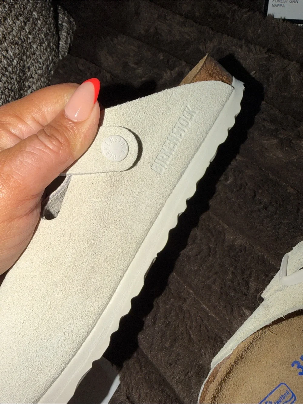 Birkenstock Boston Clog   Suede Clog in Off-White